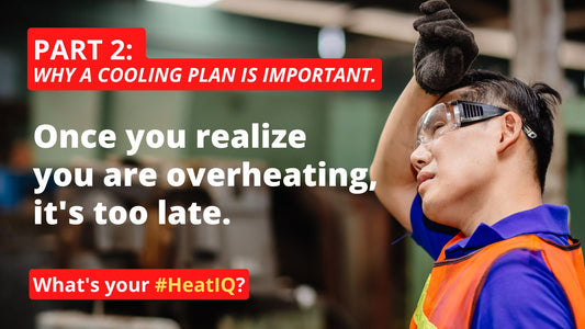 ThermApparel #HeatIQ blog series part 2, image of a worker in a hot warehouse. The worker is overheating and wiping the sweat from his brow