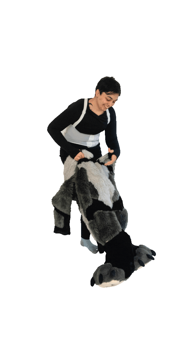 GIF showing how easy it is to put on your furry suit in a UltraCool Cooling Vest.