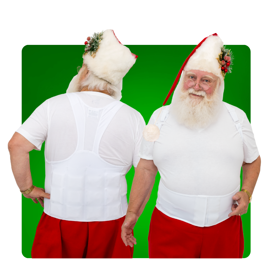 Santa in a white UnderCool 3 Cooling vest