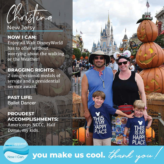 Christina wearing a ThermApparel cooling vest at Walt Disney World