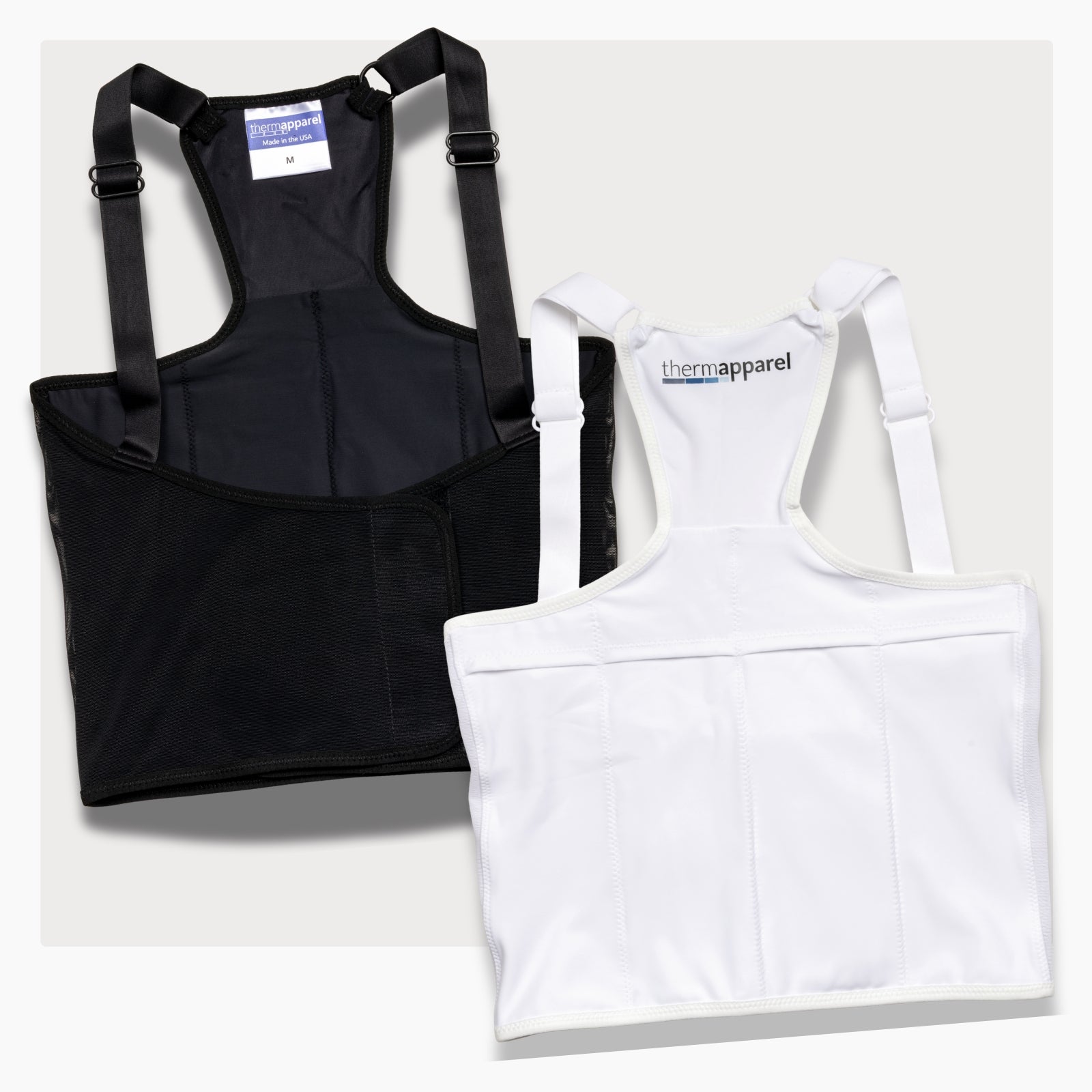 ThermApparel UnderCool 3 Cooling Vest Garment MEDIUMG WHITE AND BLACK Front  \view on a white background