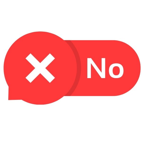 Red No icon with a check mark on a white background