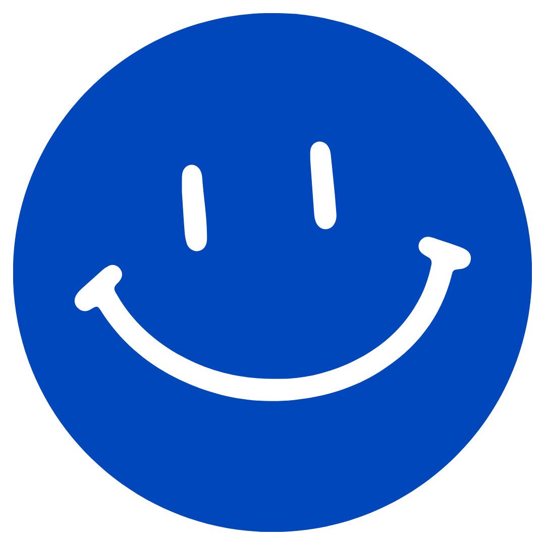 Blue icon of a smily face