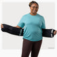 Woman showing the cooling packs in a ThermApparel RallyWrap  on a white background