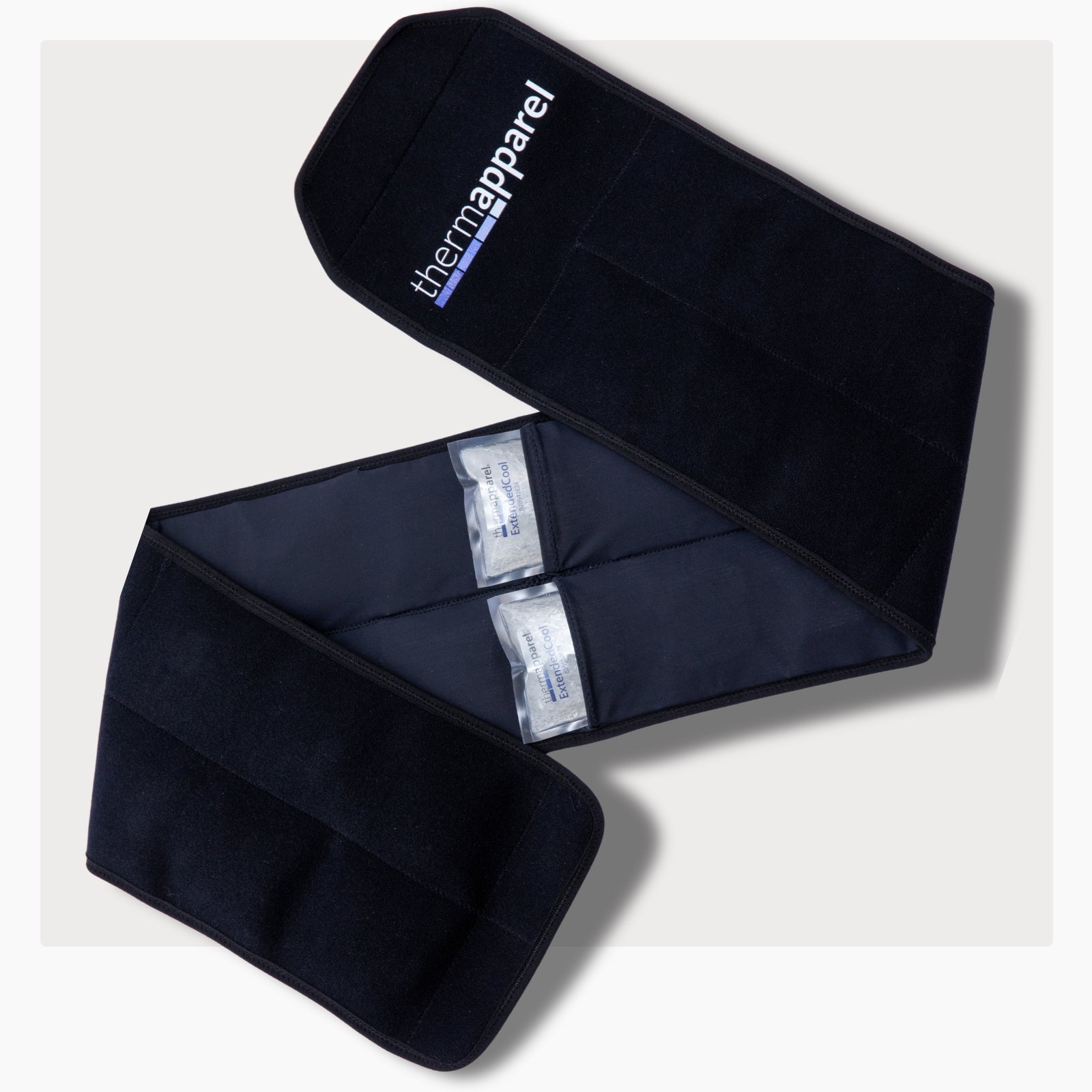 Black ThermApparel RallyWrap showing 2 cooling packs on a white background