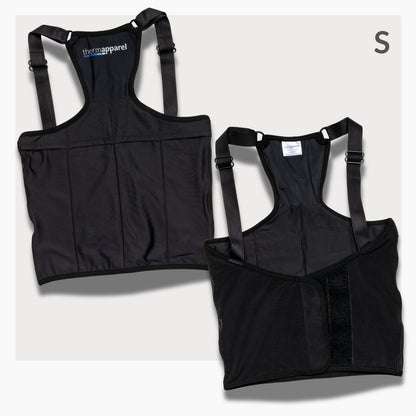 ThermApparel UnderCool 3 Cooling Vest Garment SMALL Black Front and Back view on a white background