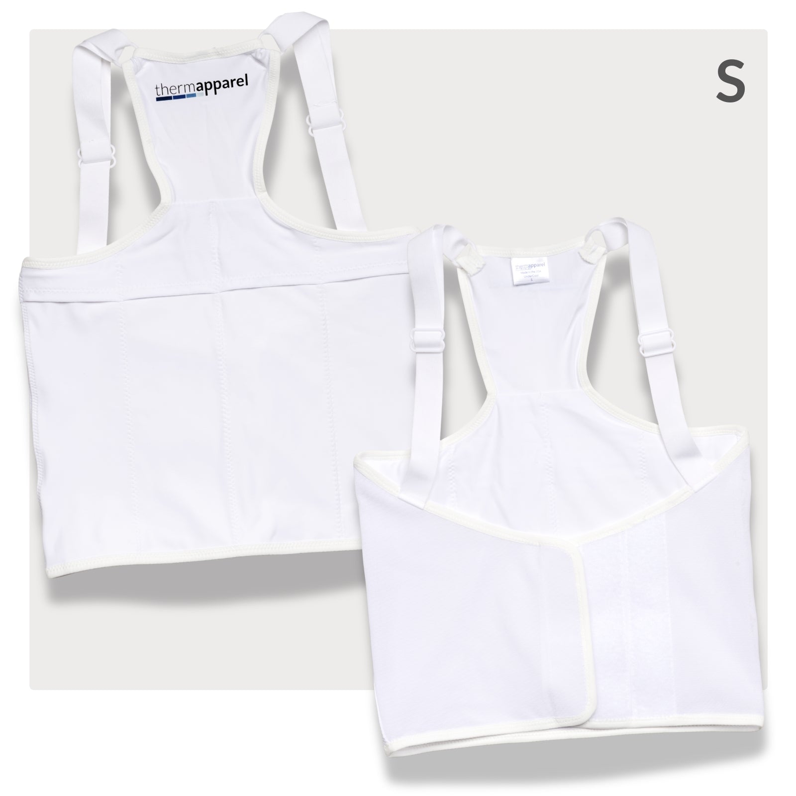 ThermApparel UnderCool 3 Cooling Vest Garment SMALL WHITE Front and Back view on a white background