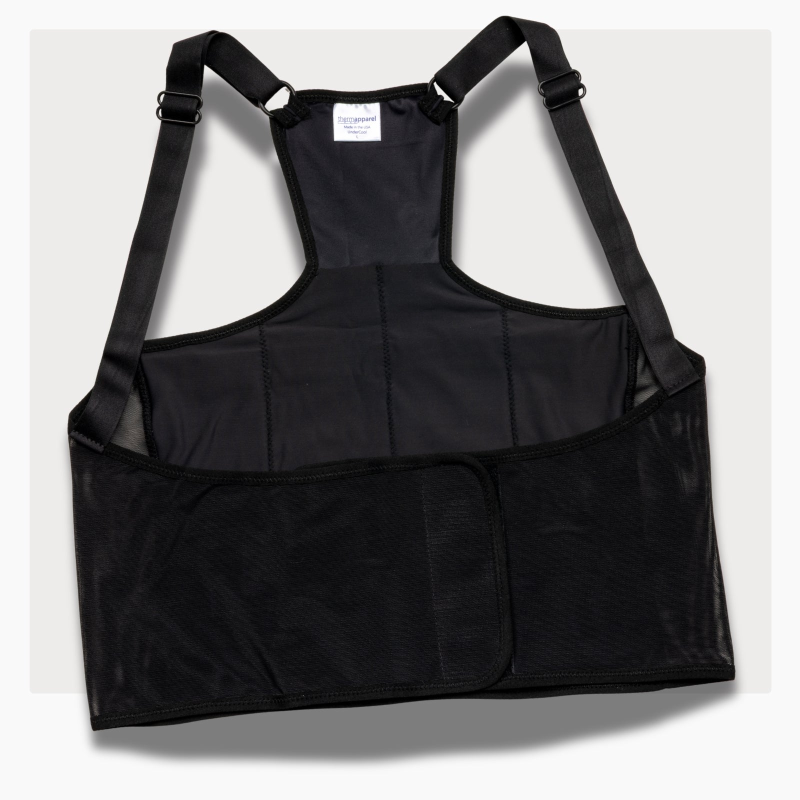 ThermApparel UnderCool 3 Cooling Vest Garment Front side Large Black on a white background