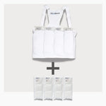 UnderCool 3 Double Pack Cooling Vest Bundle with 4 ExtendedCool Cooling Packs in the Medium White garment and 4 spare ExtendedCool Cooling packs on a white background. 