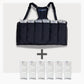 UnderCool 3 Double Pack Cooling Vest Bundle with 6 ExtendedCool Cooling Packs in the XXL black garment and 6 spare ExtendedCool Cooling packs on a white background. 