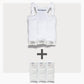 UnderCool 3 Double Pack Cooling Vest Bundle with 3 ExtendedCool Cooling Packs in the XXS White garment and 3 spare ExtendedCool Cooling packs on a white background. 