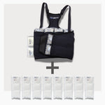 UltraCool Double Pack Cooling Vest Bundle with 8 ExtendedCool Cooling Packs in the M/L Black garment and 8 spare ExtendedCool Cooling packs on a white background. 