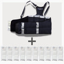 UltraCool Double Pack Cooling Vest Bundle with 10 ExtendedCool Cooling Packs in the XL/XXL Black garment and 10 spare ExtendedCool Cooling packs on a white background. 