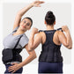 A women wearing a ThermApaprel UltraCool Cooling Vest doing ballet poses showing how flexiable it is on a white background