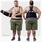A man wearing a black ThermApparel UltraCool XL/XXL cooling vest with front and back views showing the cooling packs.