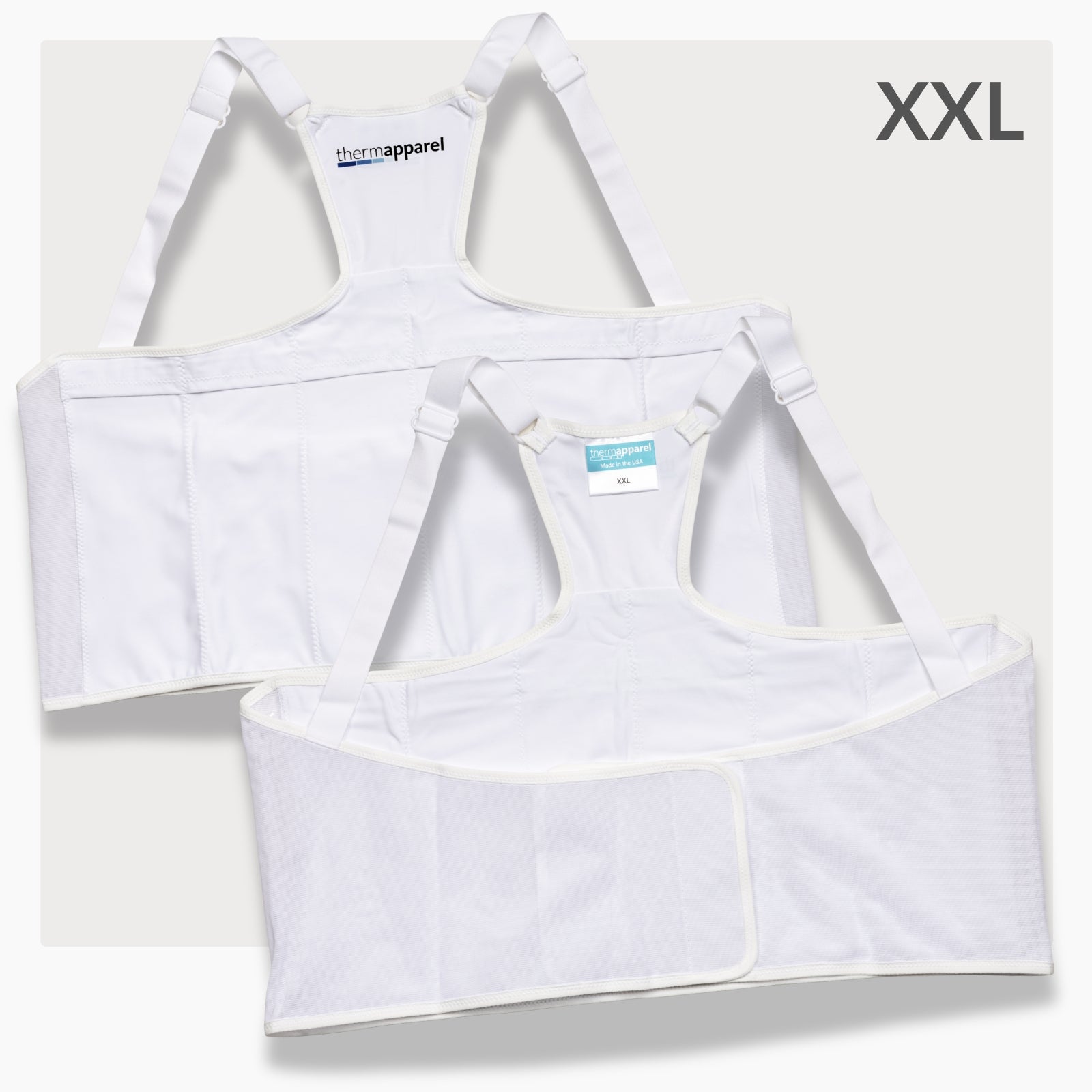 ThermApparel UnderCool 3 Cooling Vest Garment XXL WHITE Front and Back view on a white background