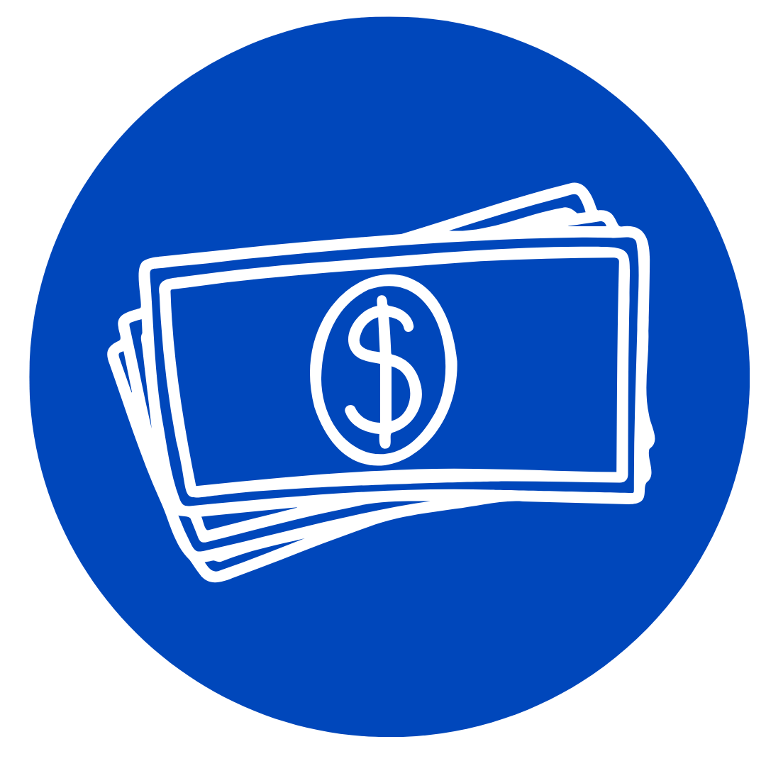 Blue icon of money