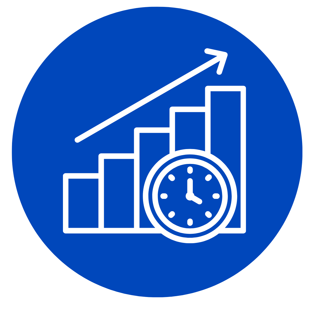 Blue icon showing an increase of time